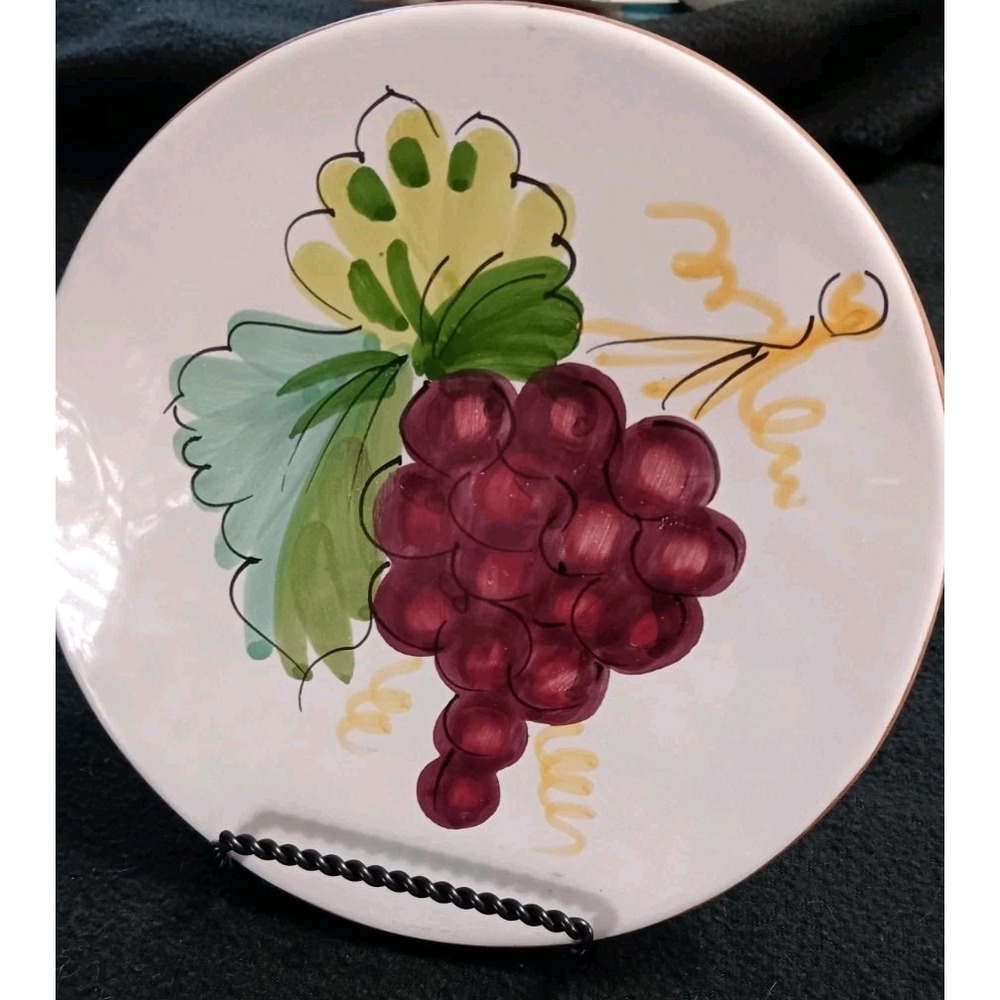 Pier 1 One Imports Made In Italy Ceramic Trivet Grapes Round 8" Yellow Burgandy